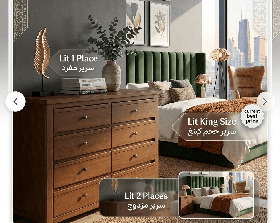 Acheter un Lit en Algérie Lit 1 Place, 2 Places et King Size au Meilleur Prix