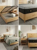 Lit coffre scandinave en hêtre